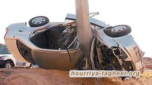 وفاة 6 أفراد من عائلة بحادث مروري على طريق قريضة الزراعي