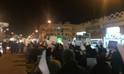 مسيرة في القطيف احياء لاربعينية الشيخ النمر